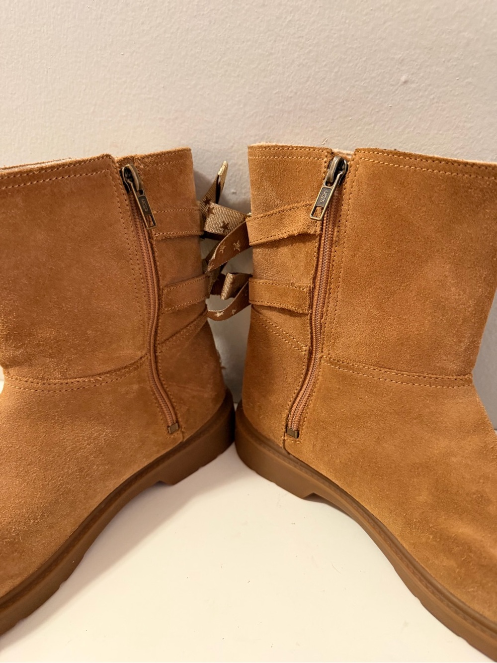 UGG Chestnut Suede Ankle Booties with Side Zippers